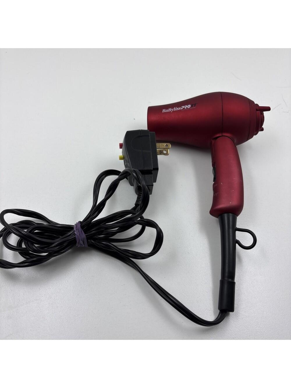 Babyliss Pro TT 1500 Hair Blow Dryer Travel Size Red With Attachment BABTT053T